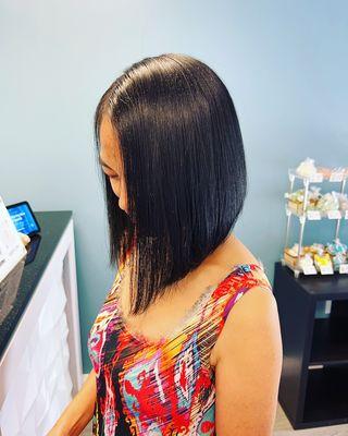 Brazilian blowout and haircut