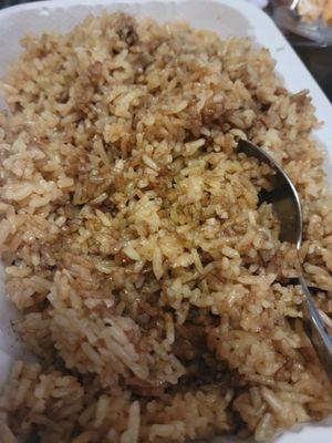 Our shared entre was supposed to be plain fried rice but we got white rice with soy sauce instead.