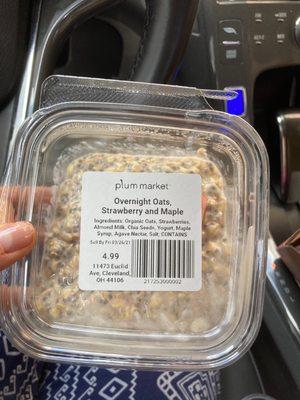 Overnight oats $5