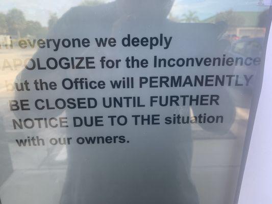 The infamous we apologize sign. We truly apologize. We are so sorry not sorry.