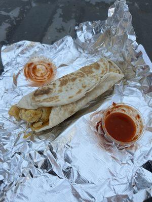 Chorizo burrito, "oh, you like spicy?" Sauce