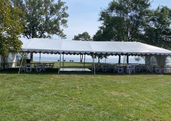 20x60 tent, dance floor, tables and chairs