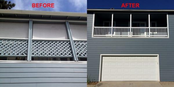 Before and after photos of our balconies