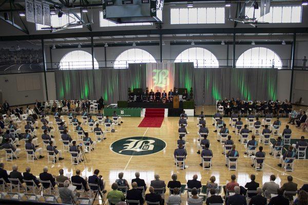 Benedictine College Prep Graduation 2021. Lighting, Stage, Gobo Projection, and Drape.