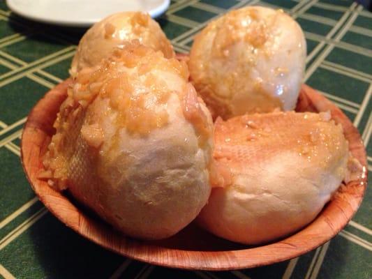 Complimentary garlic bread while you wait for your food