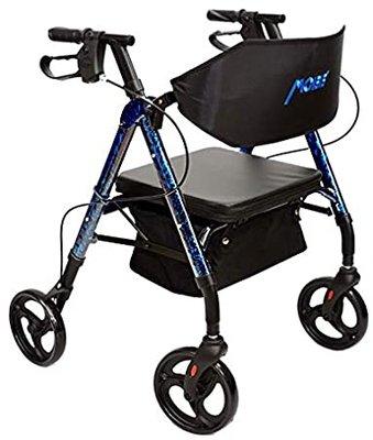 Premium Foldable Rollator Aluminum Frame Rolling Walker 8″ Wheels With Padded Backrest