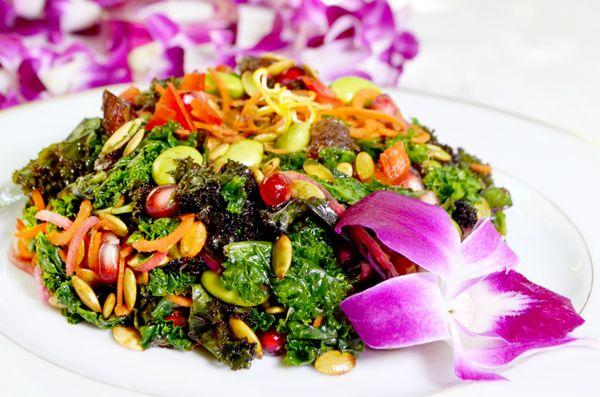 Kale Salad with Umeboshi Plum and Pumpkin Seeds