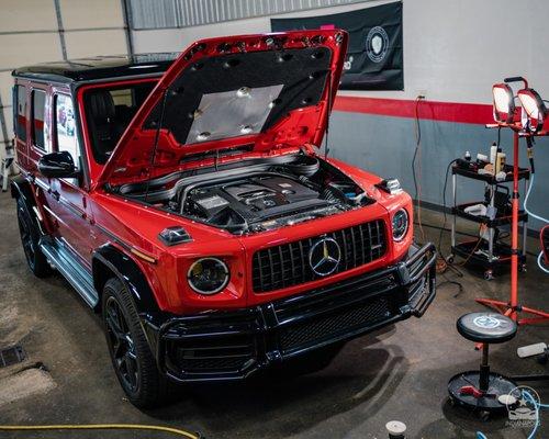 G Wagon receiving paint correction and XPEL Clear Bra.