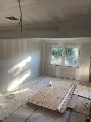 New sheetrock and insulation