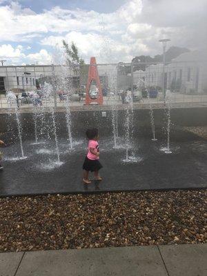 My girl enjoying the fountain.