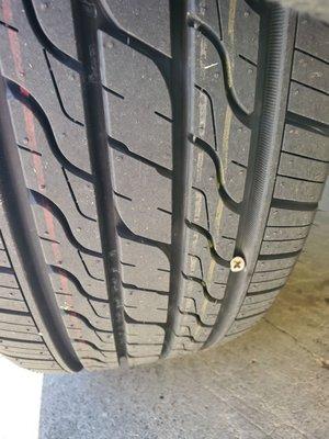 Brand new Toyo Eclipse tire with a screw in it... One day after purchase.