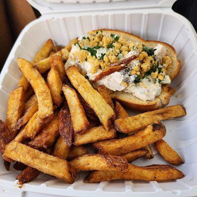 Lobster roll and fries