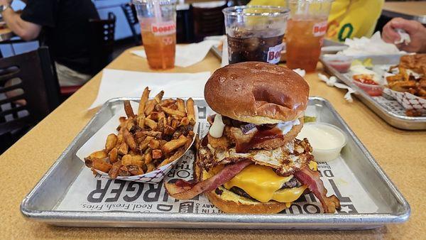 This the BucketList Burger. Very good!!.  Side note: I added the fries to the burger, good addition.