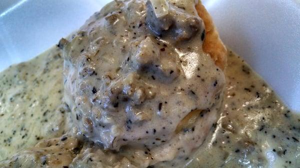 Biscuits and Gravy with perfectly seasoned sausage...so good!