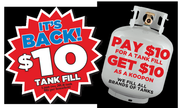 only $10 refill bbq tank