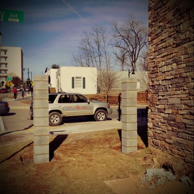 Finally, after 4 months waiting on the county, the new Crozet Library sign is going up.