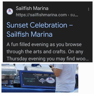 Sunset Celebration/Every Thursday night 5:30-9:00pm@Sailfish Marina, WPB.Copycat Mini Key West Sunset along the Waterfront