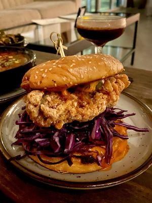 Fried chicken sandwich - deliciousness on a fluffy, fresh bun!