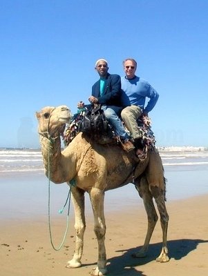 On the beach with my partner, Paul, Essaouira, Morocco