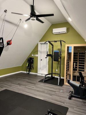 Converted attic to home gym