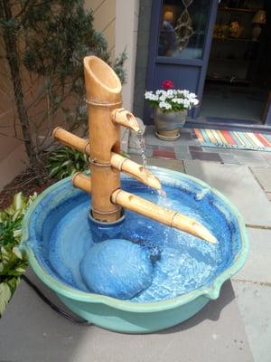 A large fountain as seen in our outdoor garden area.