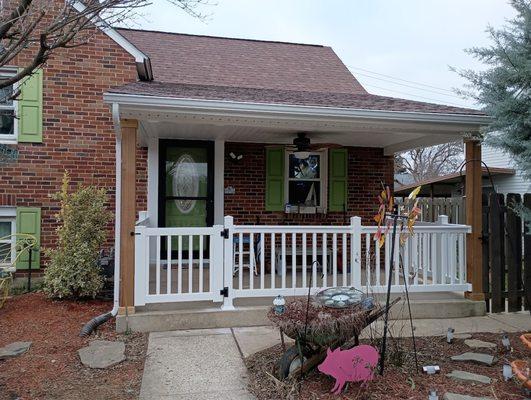 Completed porch facelift by T.C. Backer.  Wonderful job!