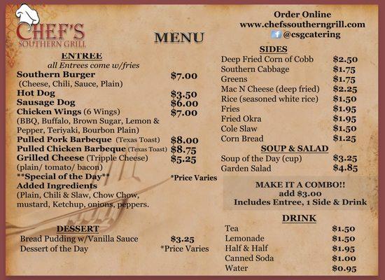 CSG MOBILE KITCHEN MENU