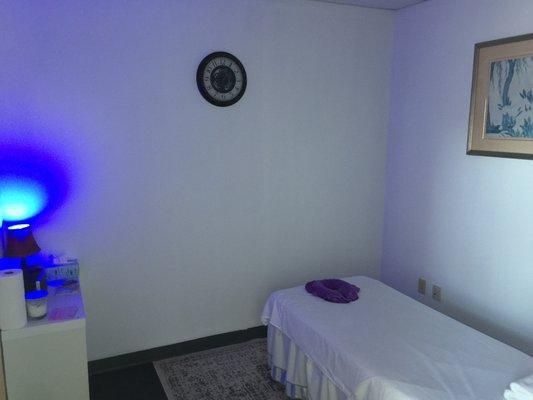 Our relaxing therapy room. Choose your massage type and prepare to enjoy a relaxing, holistic experience!