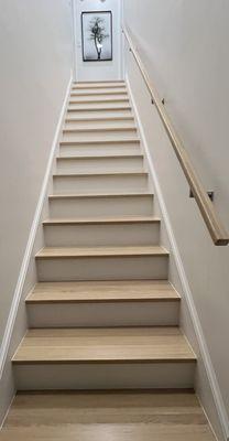 White oak stair treads and wall mount