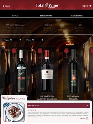 Total Wine and More Wine & Food Pairing App.