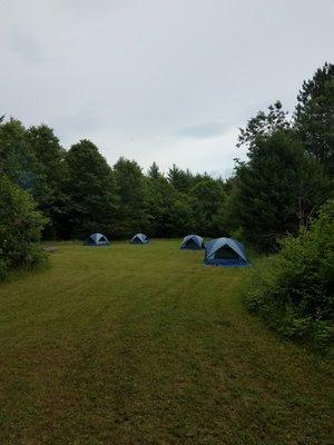 Tents set up at one of our camping areas