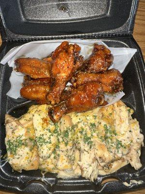 Hungry As A MF (Chicken pasta & honey garlic lemon pepper wings)