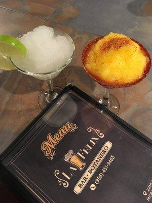 Frozen traditional Margarita and Mango Chamoy Margarita