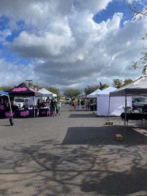 Booths outside in Kroc Center parking lot