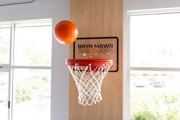 Basketball hoop in waiting room at Bryn Mawr Orthodontics