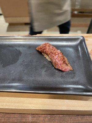 Medium rare wagyu nigiri