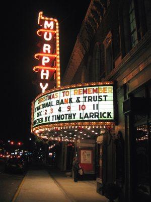 The Murphy Theatre marquee shines bright!  Over 26 shows yearly, highlighted by sold out MT Dancing with the Stars.  Scheduled for Sept.23.