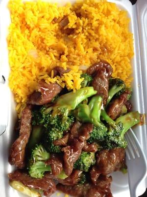 Beef and broccoli lunch special- pork fried rice.