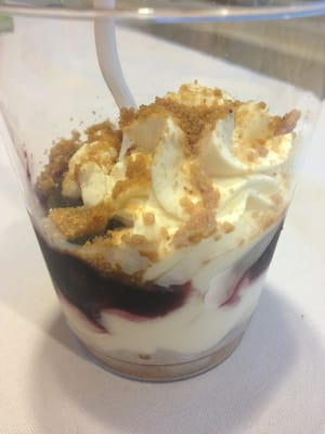 Lemon Mousse Parfait with blueberry compote with ginger cookie crumble