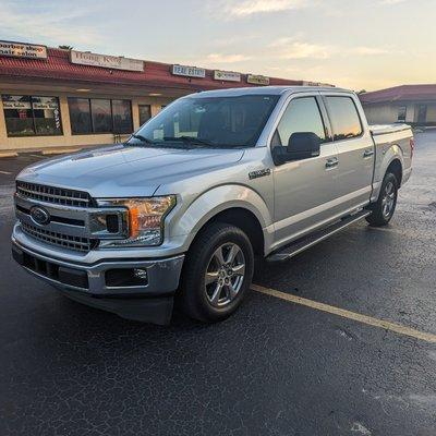 Our newest addition to our fleet. Ford F-150 four-door Supercab with vinyl and carpet lined bed to protect luggage etc.