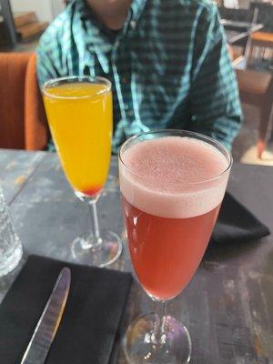 Pink last and mango Bellini