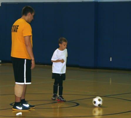 Youth soccer class.