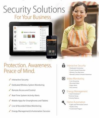 We not only offer security for businesses but awareness with the app. for your smart phone you know everything happening.