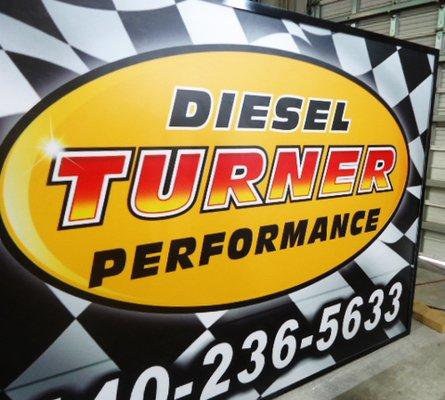 New outdoor business sign for Diesel Turner Performance manufactured by TangoSigns.com