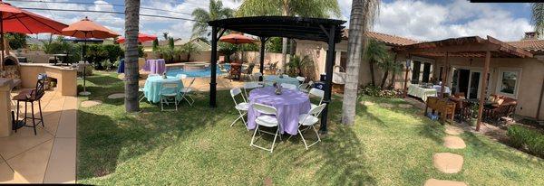 Table cloths Tables and umbrellas