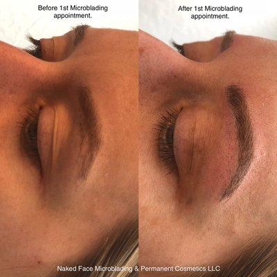 Before and after 1st Microblading appointment.