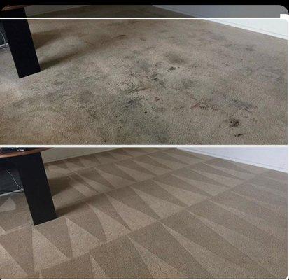 Residential deep carpet clean and stain protectant applied