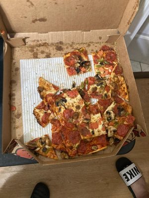 My delivered cold pizza from east lake McDonough GA location