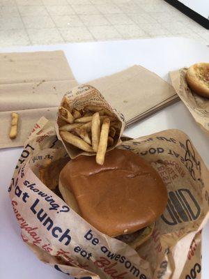 Fries and New Mexico style burger