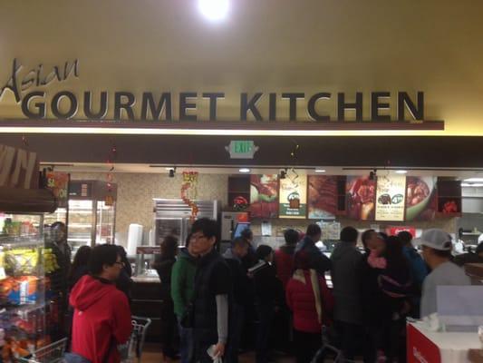 Inside ranch 99 supermarket. cafeteria style Asian restaurant with many different choices from dim sum to authentic entrées